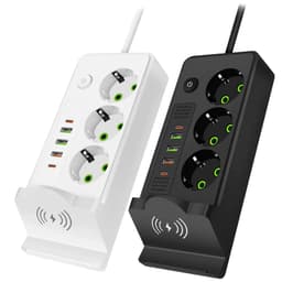 مشترك كهربائي 3 منافذ مع USB وشحن لاسلكي 5