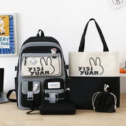 🎒 حقيبة ظهر  متعددة القطع 5 في 1 – كبيرة، مقاومة للماء وأنيقة 🖤🩶 2