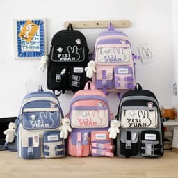 🎒 حقيبة ظهر  متعددة القطع 5 في 1 – كبيرة، مقاومة للماء وأنيقة 🖤🩶 1