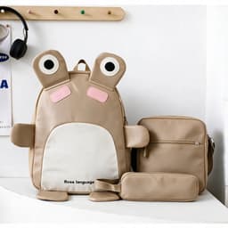 🐸💗 طقم حقائب مدرسية للأطفال 3 في 1 🎒 1